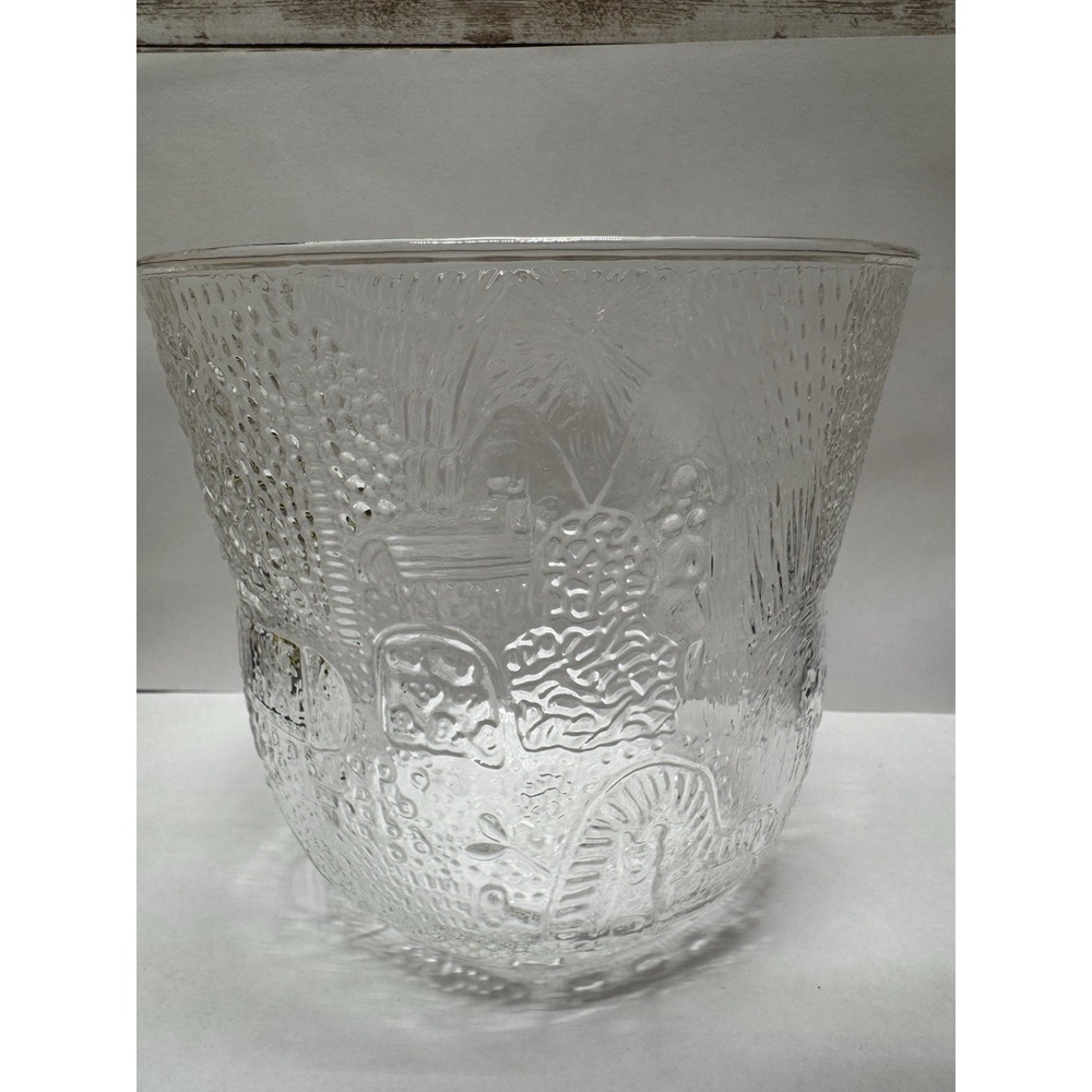 Vintage Nuutajärvi Oiva Toikka Clear Glass "Fauna" 6" Bowl Vase Finland MCM EUC!